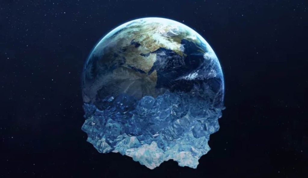 Mondo ricoperto ghiaccio finita terra
