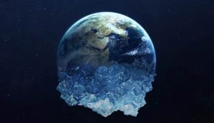 Mondo ricoperto ghiaccio finita terra