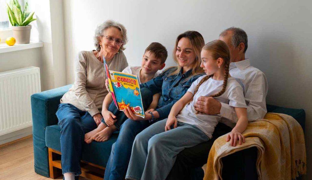 Famiglia su divano